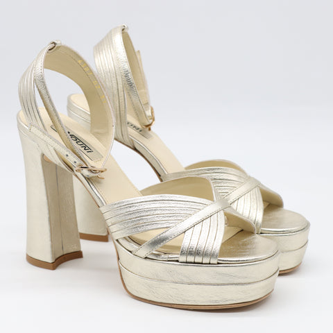 SANDALES SOIRÉES EN CUIR À TALONS HAUTES ET BRIDES À CHEVILLE