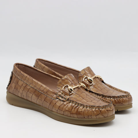 MOCASSINS COMPENSÉES EN CUIR IMPRIMÉES