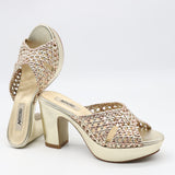 SANDALES À TALONS EN CUIR TRESSÉS