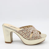 SANDALES À TALONS EN CUIR TRESSÉS