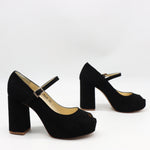 SANDALES EN DAIM CUIR À TALONS HAUTES ET À BOUT OUVERT