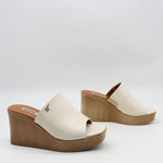 MULES À TALONS COMPENSÉES EN CUIR