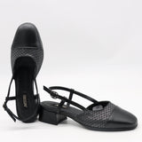 ESCARPINS MI-TALONS EN CUIR OUVERTS DERRIÈRE