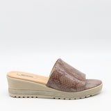 MULES COMPENSÉES EN CUIR IMPRIMÉES