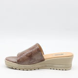 MULES COMPENSÉES EN CUIR IMPRIMÉES