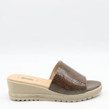 MULES COMPENSÉES EN CUIR IMPRIMÉES