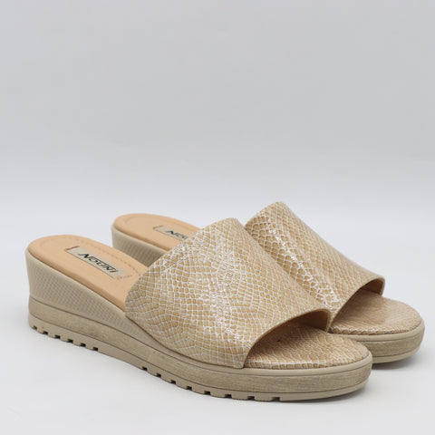 MULES COMPENSÉES EN CUIR IMPRIMÉES