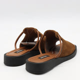 MULES PLATES EN DAIM CUIR