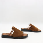 MULES PLATES EN DAIM CUIR