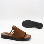MULES PLATES EN DAIM CUIR