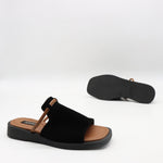 MULES PLATES EN DAIM CUIR