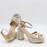 SANDALES SOIRÉES EN CUIR À TALONS HAUTES ET BRIDES À CHEVILLE