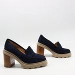 CHAUSSURES À TALONS EN DAIM CUIR ET SEMELLE CRANTÉE