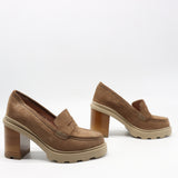 CHAUSSURES À TALONS EN DAIM CUIR ET SEMELLE CRANTÉE