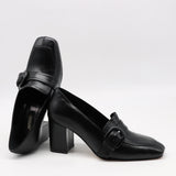 ESCARPINS EN CUIR À BOUCLE ET BOUT CARRÉ