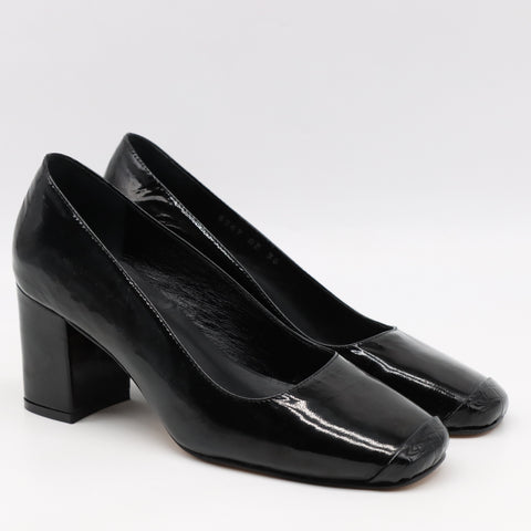 ESCARPINS EN CUIR VERNIS ET BOUT CARRÉ