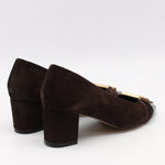 ESCARPINS EN DAIM CUIR ET BOUT POINTU EN CUIR VERNIS