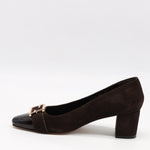 ESCARPINS EN DAIM CUIR ET BOUT POINTU EN CUIR VERNIS