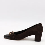 ESCARPINS EN DAIM CUIR ET BOUT POINTU EN CUIR VERNIS