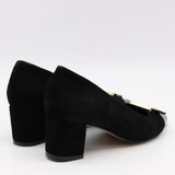 ESCARPINS EN DAIM CUIR ET BOUT POINTU EN CUIR VERNIS