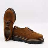 DERBIES EN DAIM CUIR ET SEMELLE CRANTÉE