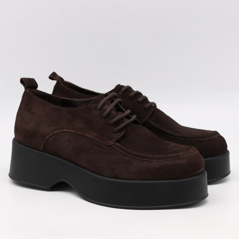 DERBIES À PLATEFORMES EN DAIM CUIR