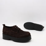 DERBIES À PLATEFORMES EN DAIM CUIR