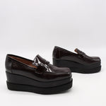 MOCASSINS COMPENSÉES EN CUIR VERNIS