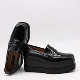 MOCASSINS COMPENSÉES EN CUIR VERNIS
