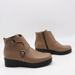 BOTTINES COMPENSÉES À DEUX BOUCLES EN CUIR