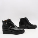 BOTTINES COMPENSÉES À DEUX BOUCLES EN CUIR