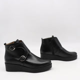 BOTTINES COMPENSÉES À DEUX BOUCLES EN CUIR