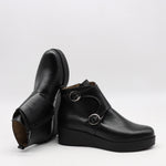 BOTTINES COMPENSÉES À DEUX BOUCLES EN CUIR