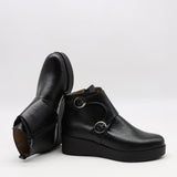 BOTTINES COMPENSÉES À DEUX BOUCLES EN CUIR