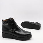 BOTTINES COMPENSÉES À DEUX BOUCLES EN CUIR