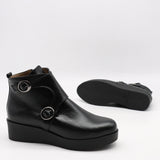 BOTTINES COMPENSÉES À DEUX BOUCLES EN CUIR