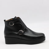 BOTTINES COMPENSÉES À DEUX BOUCLES EN CUIR