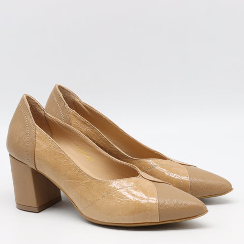 ESCARPINS À TALONS EN CUIR BI-MATIÈRE