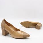 ESCARPINS À TALONS EN CUIR BI-MATIÈRE