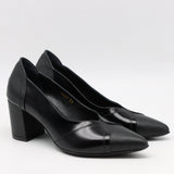 ESCARPINS À TALONS EN CUIR BI-MATIÈRE