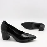 ESCARPINS À TALONS EN CUIR BI-MATIÈRE