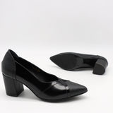 ESCARPINS À TALONS EN CUIR BI-MATIÈRE