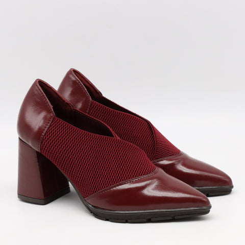 ESCARPINS À TALONS EN CUIR ET ÉLASTIQUE