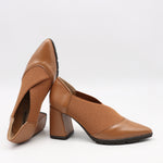 ESCARPINS À TALONS EN CUIR ET ÉLASTIQUE