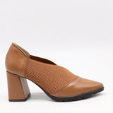 ESCARPINS À TALONS EN CUIR ET ÉLASTIQUE
