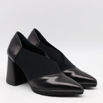 ESCARPINS À TALONS EN CUIR ET ÉLASTIQUE