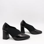 ESCARPINS À TALONS EN CUIR ET ÉLASTIQUE
