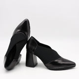 ESCARPINS À TALONS EN CUIR ET ÉLASTIQUE