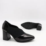 ESCARPINS À TALONS EN CUIR ET ÉLASTIQUE
