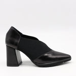 ESCARPINS À TALONS EN CUIR ET ÉLASTIQUE